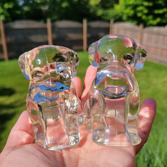 Glass Dog Figurine Duo ~ Vintage? ~ Paperweight? Cute! - Picture 2 of 16